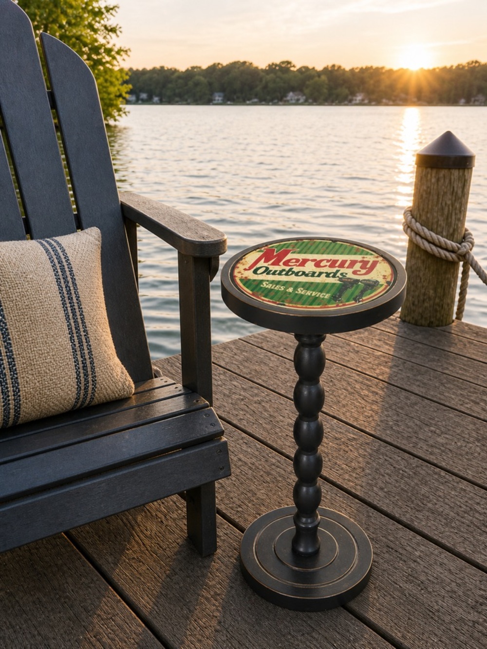Cabin/Lodge/Lake or Vacation Home Wooden Pedestal Upcycled Drink Table / Fishing